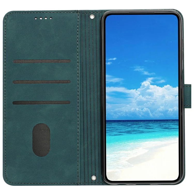 For Xiaomi Redmi Turbo 4 5G / Poco X7 Pro 5G Case Viewing Stand PU Leather Phone Cover Imprinted Heart Pattern - Green