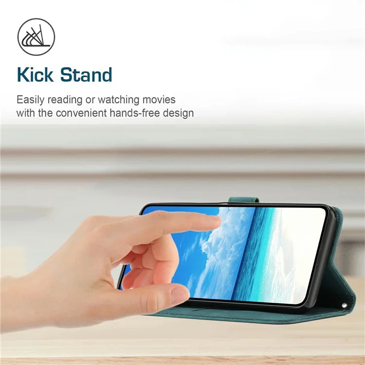 For Xiaomi Redmi Turbo 4 5G / Poco X7 Pro 5G Case Viewing Stand PU Leather Phone Cover Imprinted Heart Pattern - Green