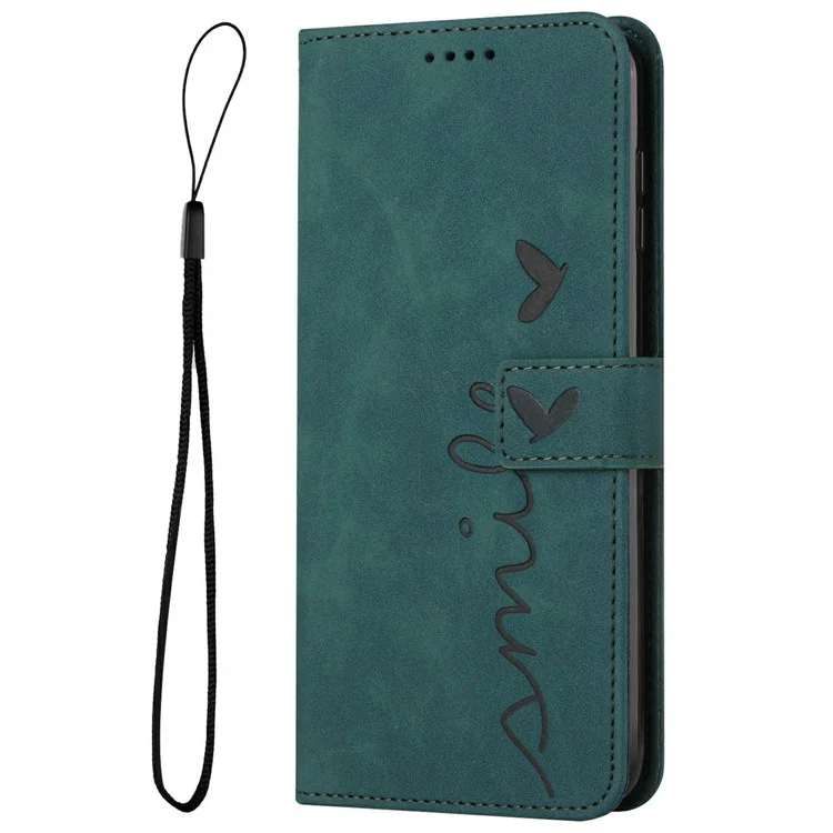 For Xiaomi Redmi Turbo 4 5G / Poco X7 Pro 5G Case Viewing Stand PU Leather Phone Cover Imprinted Heart Pattern - Green