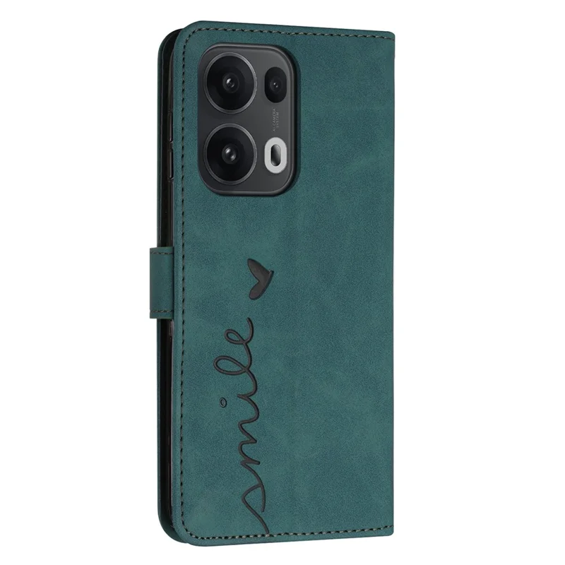 For Oppo Reno13 Pro 5G Case Viewing Stand PU Leather Phone Cover Imprinted Heart Pattern - Green