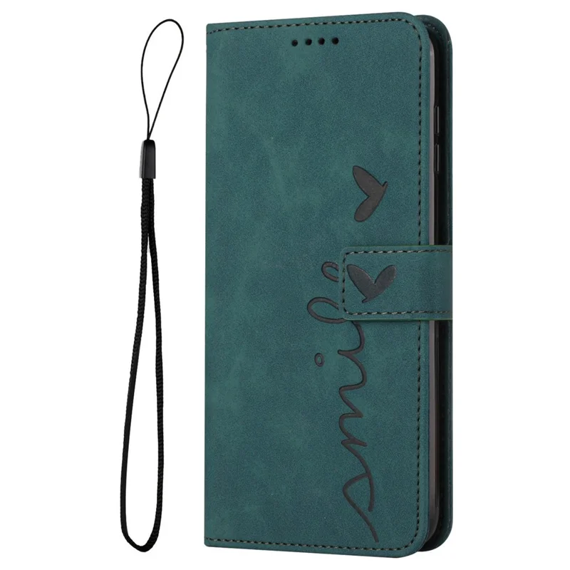 For Oppo Reno13 Pro 5G Case Viewing Stand PU Leather Phone Cover Imprinted Heart Pattern - Green