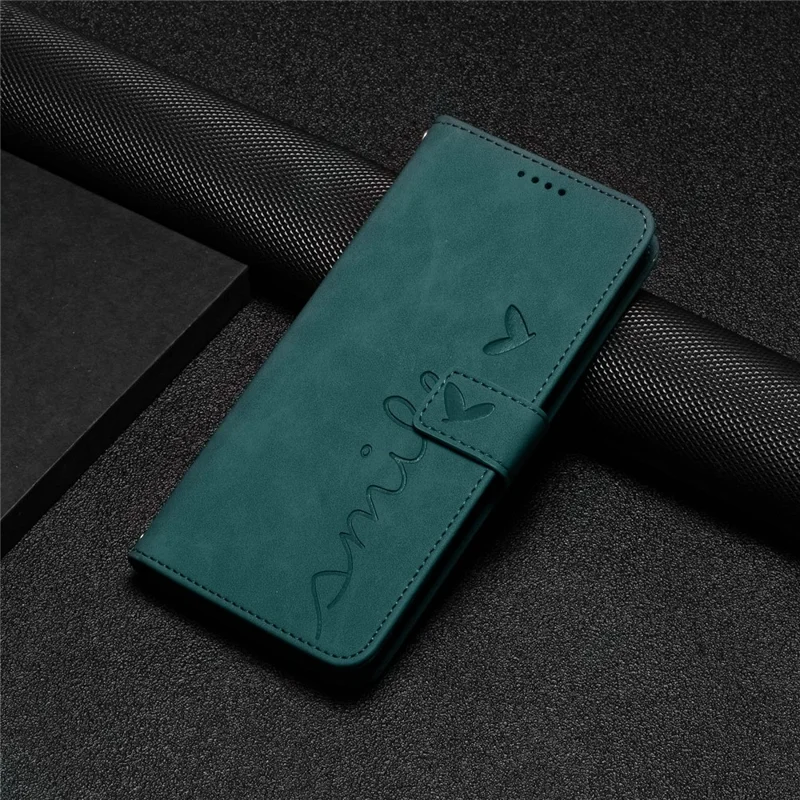 For Oppo Reno13 5G (Global) Case Viewing Stand PU Leather Phone Cover Imprinted Heart Pattern - Green