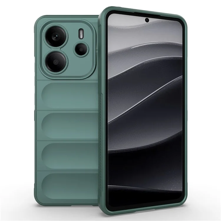 Чехол для Xiaomi Redmi Note 14 4G (163.25x76.55x8.16мм) Противоударный мягкий TPU прочный чехол для телефона - Зеленый