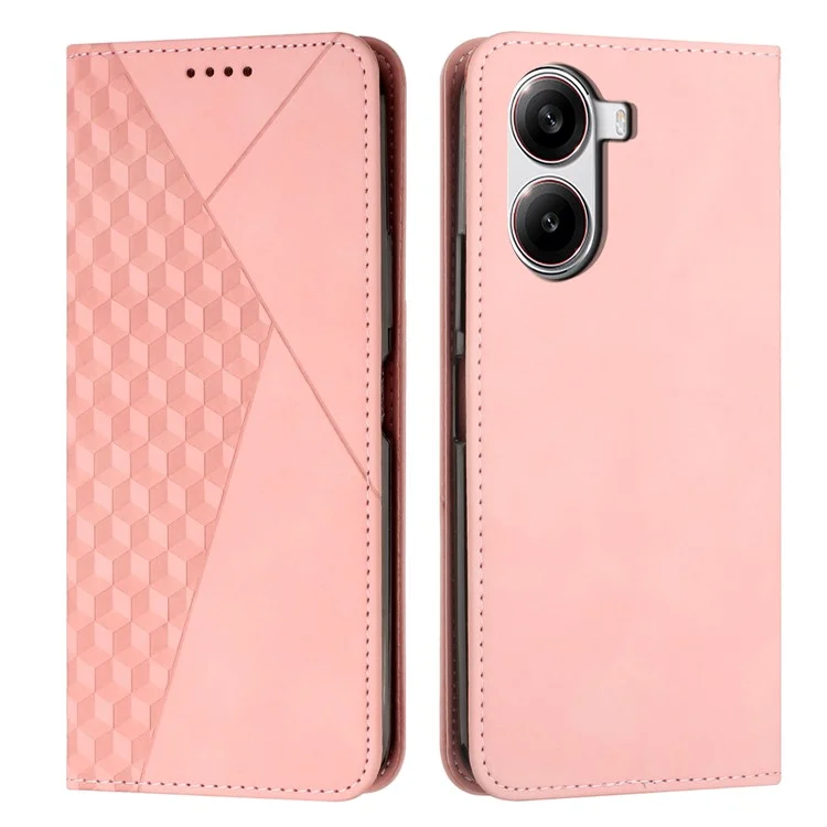 Leather Case for Xiaomi Redmi Turbo 4 5G / Poco X7 Pro 5G Wallet Phone Cover Pattern Imprinted - Rose Gold