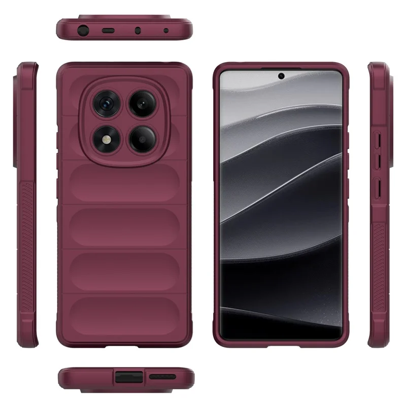 For Xiaomi Redmi Note 14 Pro 4G Case Anti-Drop Soft TPU Rugged Phone Back Cover - Wine Red