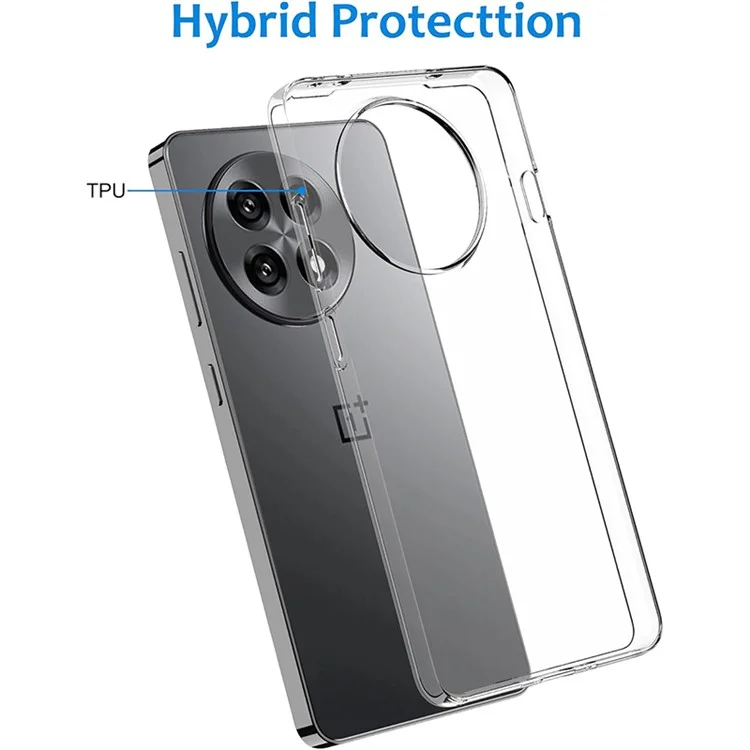 Pour OnePlus 13R 5G Coque de téléphone en TPU transparent anti-rayures + Protecteur d'écran avec bords incurvés 2,5D