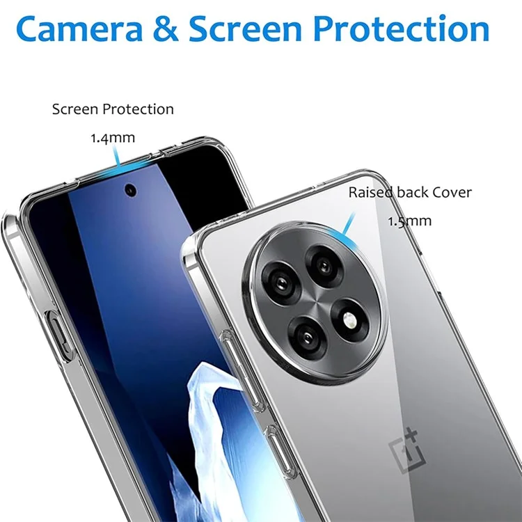 Pour OnePlus 13R 5G Coque de téléphone en TPU transparent anti-rayures + Protecteur d'écran avec bords incurvés 2,5D