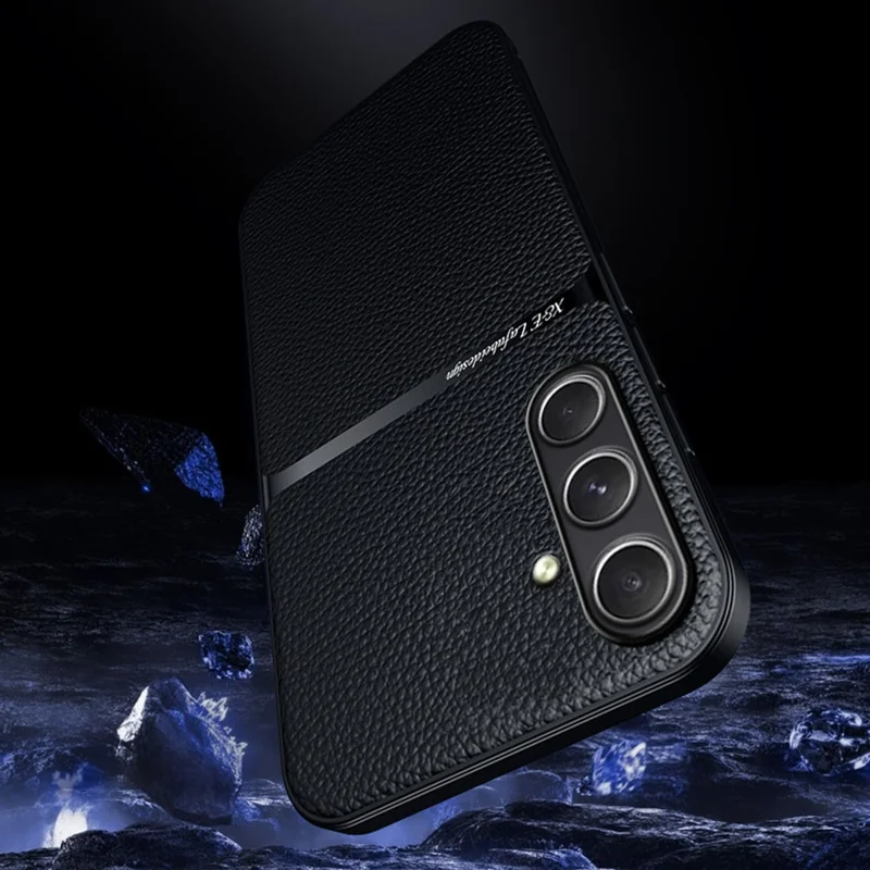 For Samsung Galaxy S25+ Magnetic Case Litchi Texture Slim Soft TPU + PU Leather Phone Cover - Black