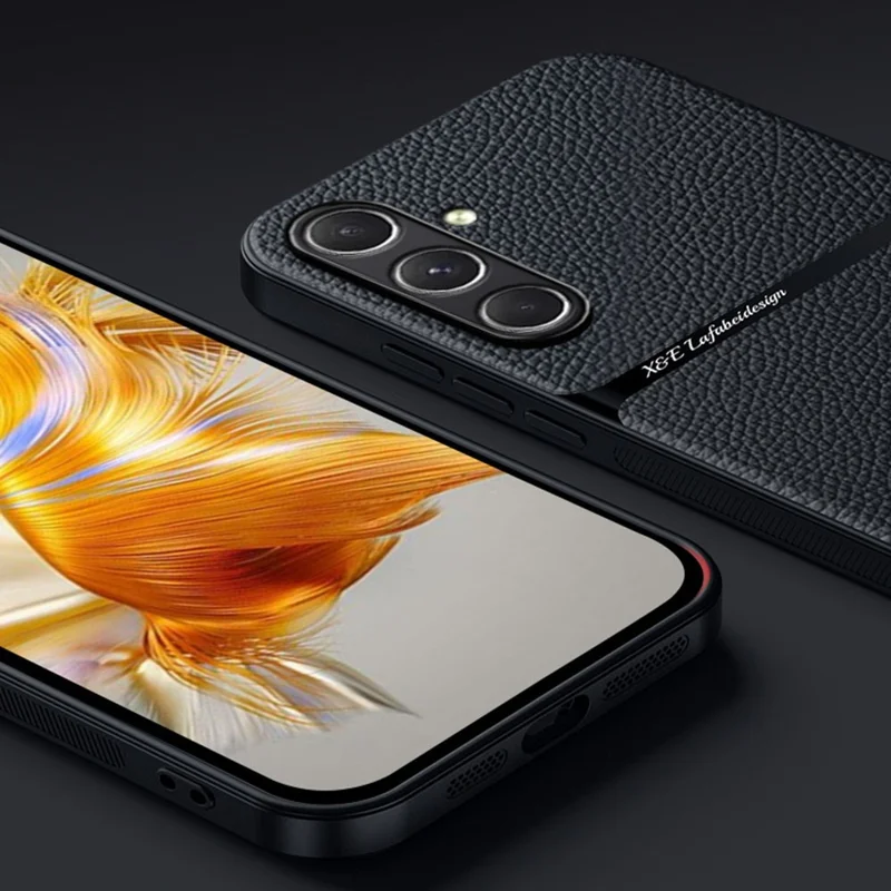 For Samsung Galaxy S25+ Magnetic Case Litchi Texture Slim Soft TPU + PU Leather Phone Cover - Black