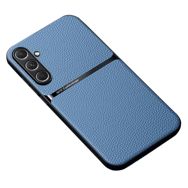 Funda para Samsung Galaxy A36 5G Compatible con MagSafe Textura de Litchi Delgada Suave TPU + Cubierta de Teléfono de Cuero PU - Azul