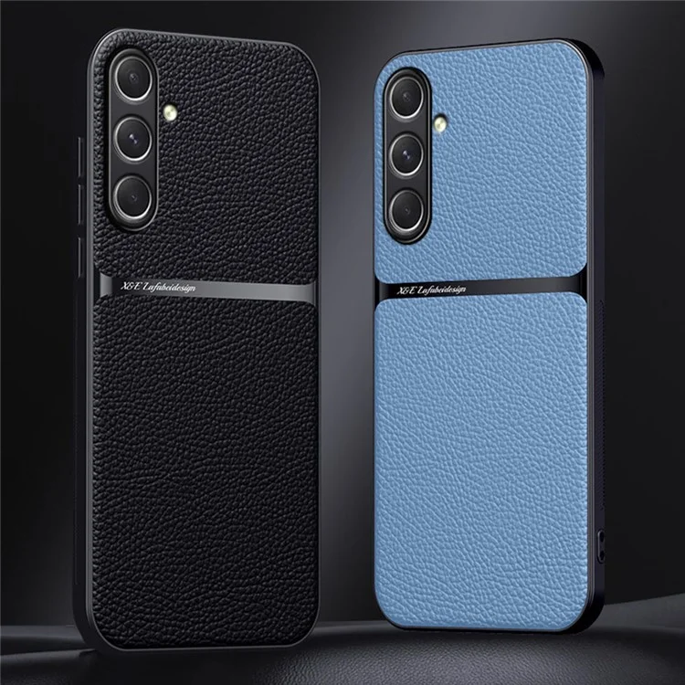 Funda para Samsung Galaxy S24 FE Compatible con MagSafe, Textura de Cuero Grabada, Delgada, Suave, TPU + Cuero PU, Carcasa para Móvil - Amarillo