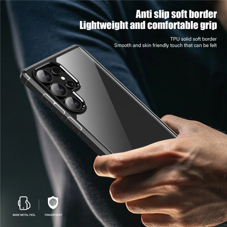 Série Defesa Armor para Case Samsung Galaxy S25 Ultra - Capa Antirriscos TPU + PC Transparente - Preto