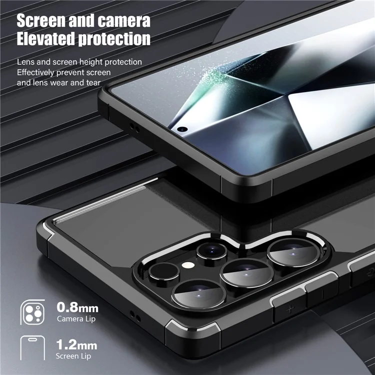 Série Defesa Armor para Case Samsung Galaxy S25 Ultra - Capa Antirriscos TPU + PC Transparente - Preto