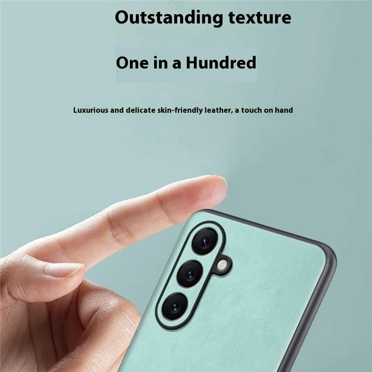 Für Samsung Galaxy S24 FE Hülle mit Farbmix und Nappa-Textur aus PU-Leder + TPU Handyhülle - Cyan