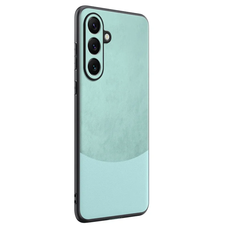 For Samsung Galaxy A55 5G Case Splicing Color Nappa Texture PU Leather + TPU Phone Cover - Cyan