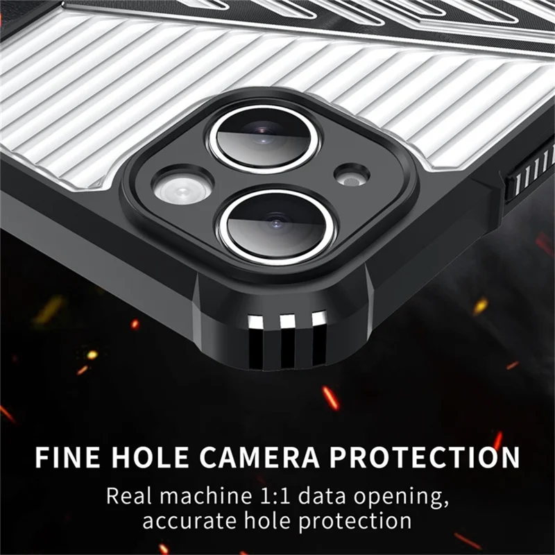 For iPhone 15 Case Folding Kickstand PC + TPU Anti Drop Phone Cover - Black  /  Grey