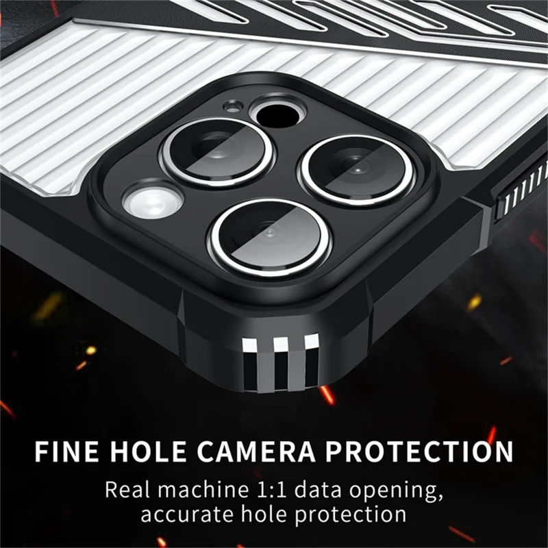 For iPhone 15 Pro Case Folding Kickstand PC + TPU Anti Drop Phone Cover - Black / Grey