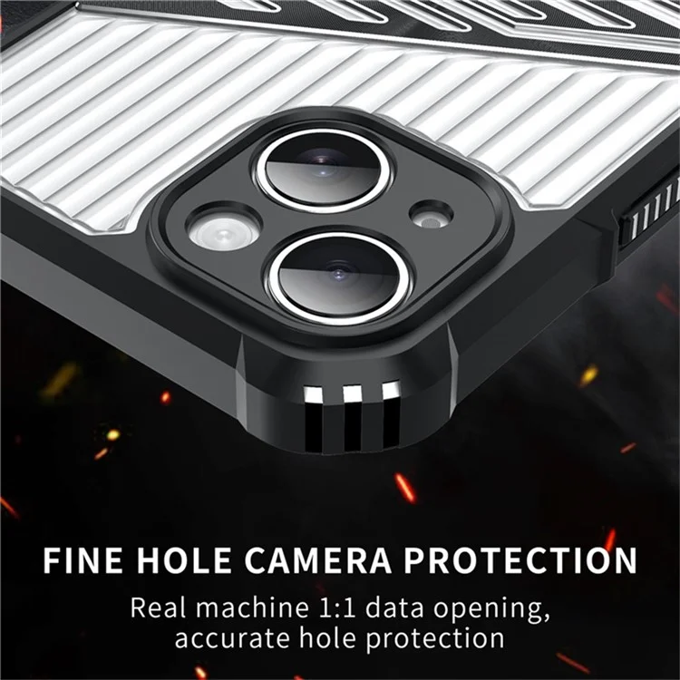 For iPhone 14 Case Folding Kickstand PC + TPU Anti Drop Phone Cover - Transparent Black