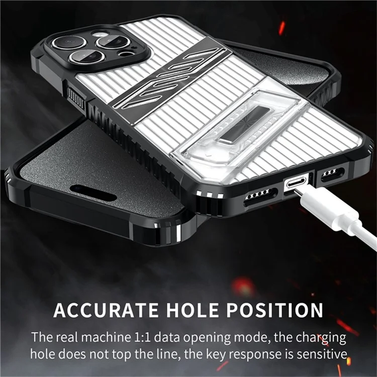 For iPhone 14 Pro Max Case Folding Kickstand PC + TPU Anti Drop Phone Cover - Transparent Black