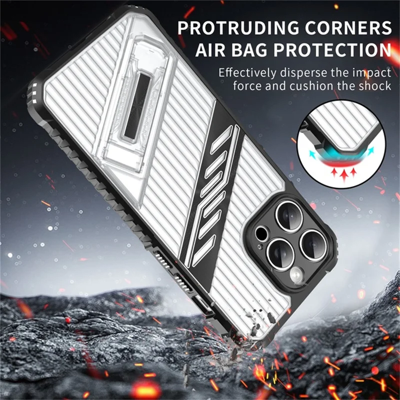 For iPhone 13 Pro Case Folding Kickstand PC + TPU Anti Drop Phone Cover - Dark Grey