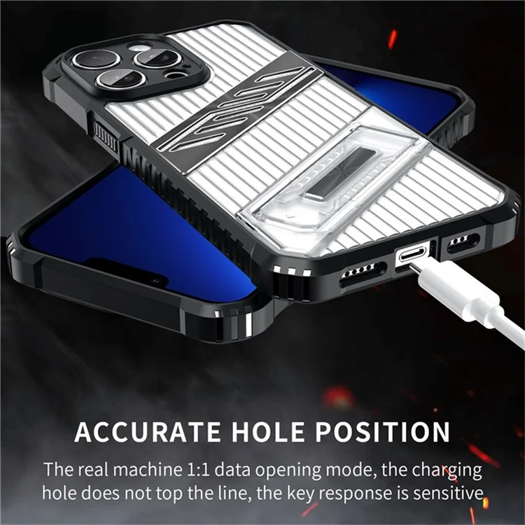 For iPhone 13 Pro Max Case Folding Kickstand PC + TPU Anti Drop Phone Cover - Transparent Black