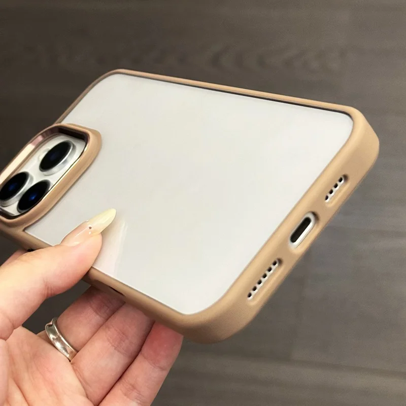 For iPhone 16 Pro Max Case TPU + PC Shockproof Phone Back Cover with Removable Buttons - Desert Gold