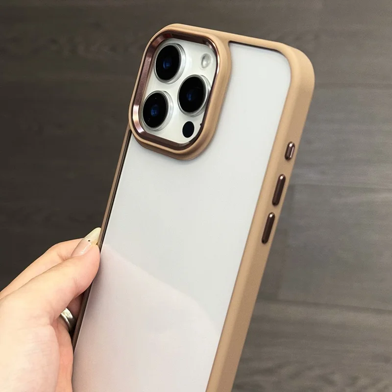 For iPhone 16 Pro Max Case TPU + PC Shockproof Phone Back Cover with Removable Buttons - Desert Gold