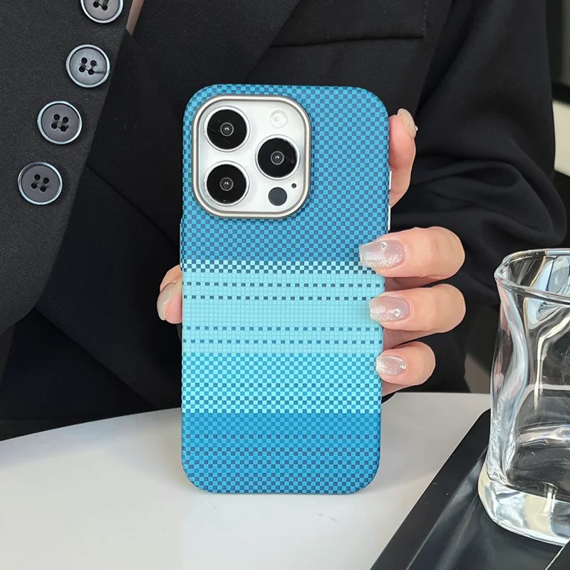 For iPhone 16 Pro Max Case Compatible with MagSafe PC Phone Back Cover with Metal Buttons - Moon Green