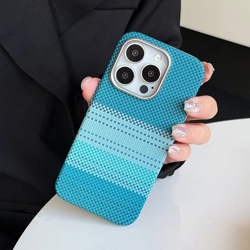 For iPhone 16 Pro Max Case Compatible with MagSafe PC Phone Back Cover with Metal Buttons - Moon Green