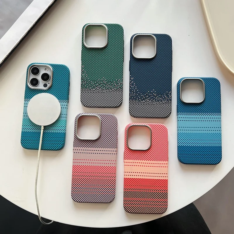 For iPhone 16 Pro Max Case Compatible with MagSafe PC Phone Back Cover with Metal Buttons - Moon Green