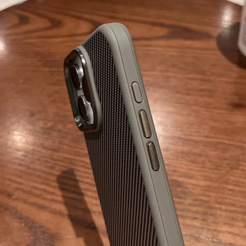 For iPhone 16 Pro Max Case Compatible with MagSafe PC + TPU Phone Back Cover Carbon Fiber Texture - Grey