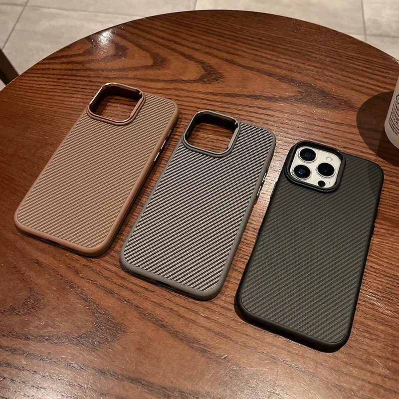 For iPhone 16 Pro Max Case Compatible with MagSafe PC + TPU Phone Back Cover Carbon Fiber Texture - Black