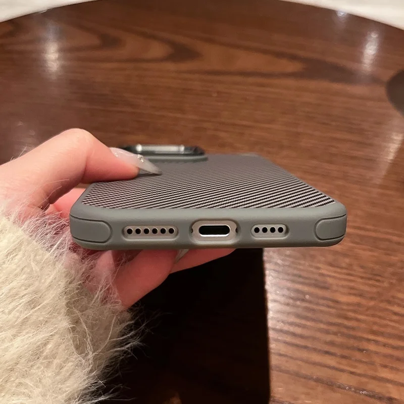 For iPhone 16 Pro Case Compatible with MagSafe PC + TPU Phone Back Cover Carbon Fiber Texture - Grey