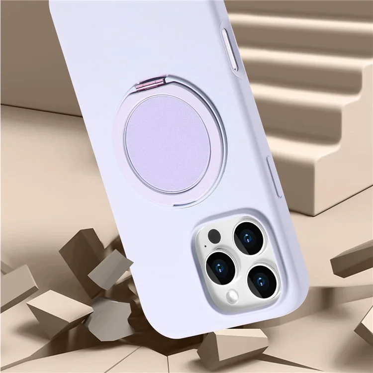 Bulk Purchasing For iPhone 16 Pro Max Magnetic Case Large Cutouts Kickstand Liquid Silicone Phone Cover - Purple