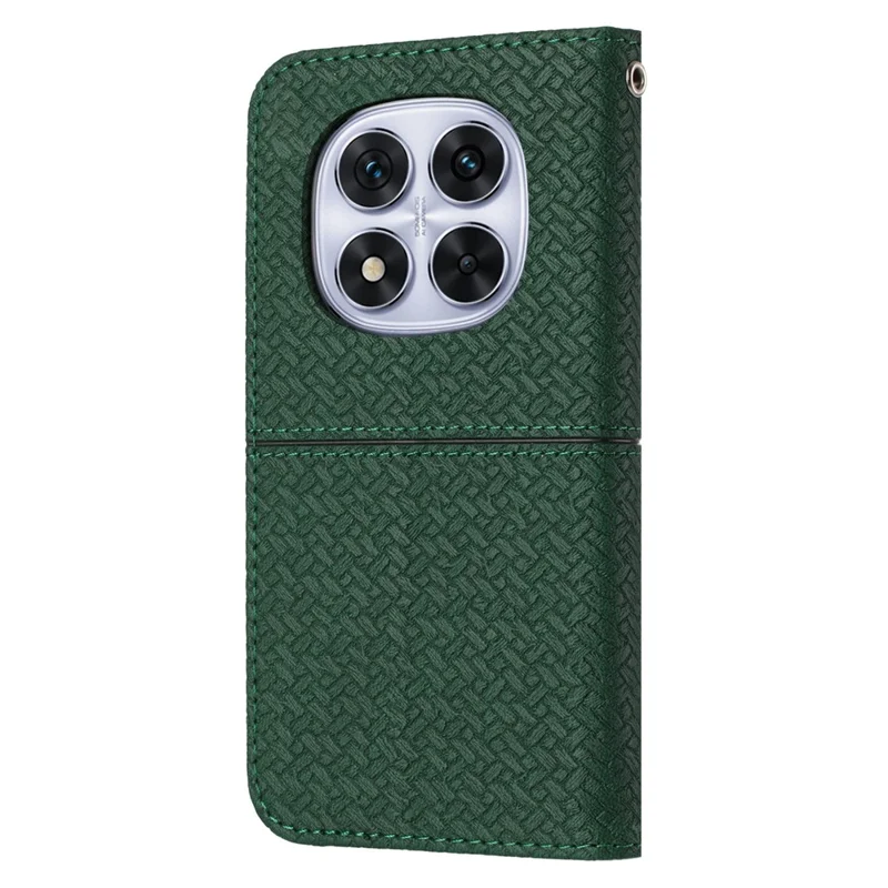 For Xiaomi Redmi Note 14 Pro 4G Case Woven Texture PU Leather Wallet Phone Cover - Green