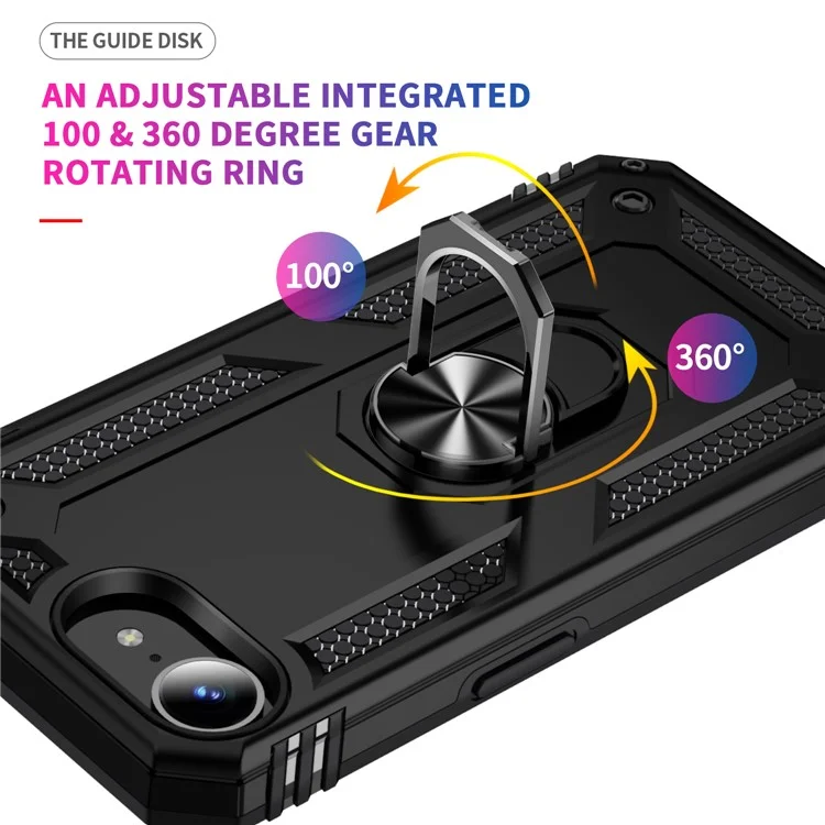 For iPhone 16e Case PC + TPU Phone Cover with Kickstand - Black