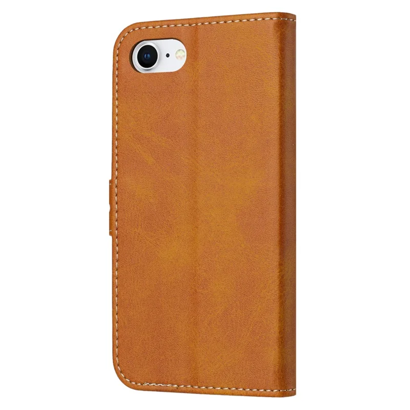 For iPhone 16e Case Happy Cat Pattern Imprinted Leather Wallet Phone Cover - Yellow