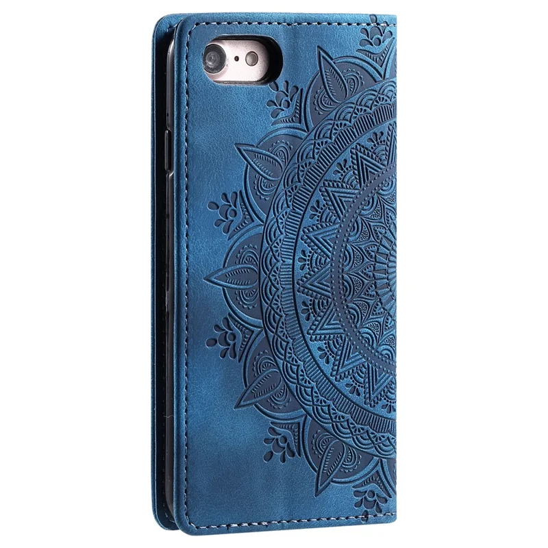 Style-010 per iPhone SE (2025) Cover in Pelle con Chiusura Magnetica e Motivo Stampato - Blu