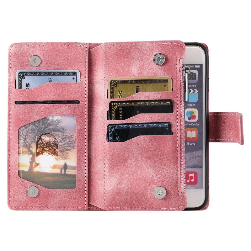 Style 006 For iPhone 17e / 16e Wallet Case PU Leather Phone Cover Mandala Flower Pattern - Rose Gold