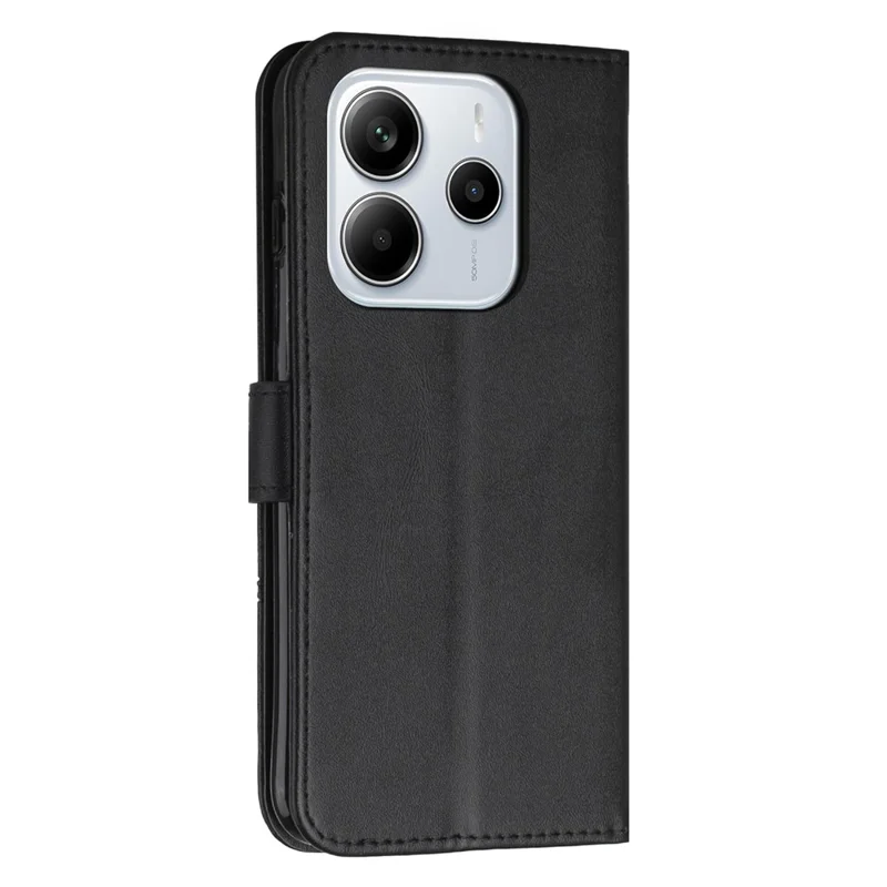 For Xiaomi Redmi Note 14 4G (163.25mm) Case Leather Stand Protective Phone Cover - Black