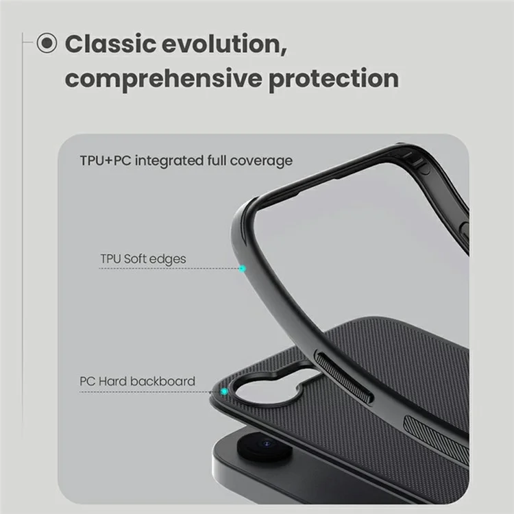 NILLKIN Bouclier Givré Pro pour Étui iPhone 16e PC + TPU Coque de Téléphone Magnétique