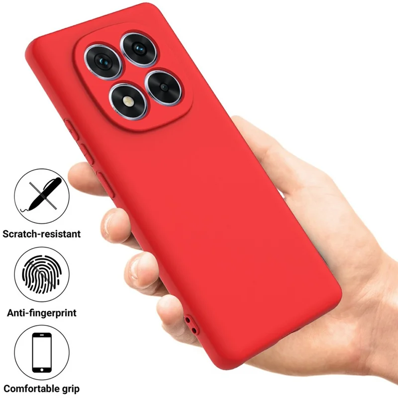 For Xiaomi Poco X7 5G Case Liquid Silicone Phone Back Cover with Hand Strap - Red