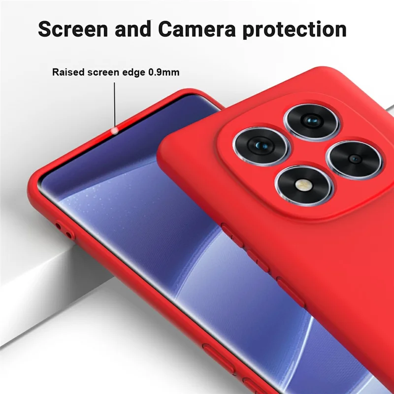 For Xiaomi Poco X7 5G Case Liquid Silicone Phone Back Cover with Hand Strap - Red