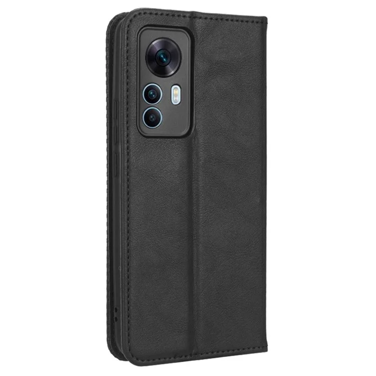 Per Xiaomi 12T 5G / Redmi K50 Ultra 5G / 12T Pro 5G Retro Texture PU Leather Phone Case Imprinted Pattern Stand Magnetic Absorption Wallet Cover - Nero