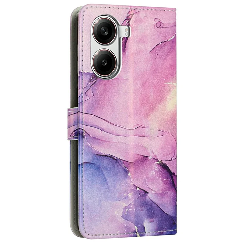 Stand Case for Xiaomi Redmi Turbo 4 5G / Poco X7 Pro 5G Marble Pattern PU Leather Wallet Phone Cover - Purple