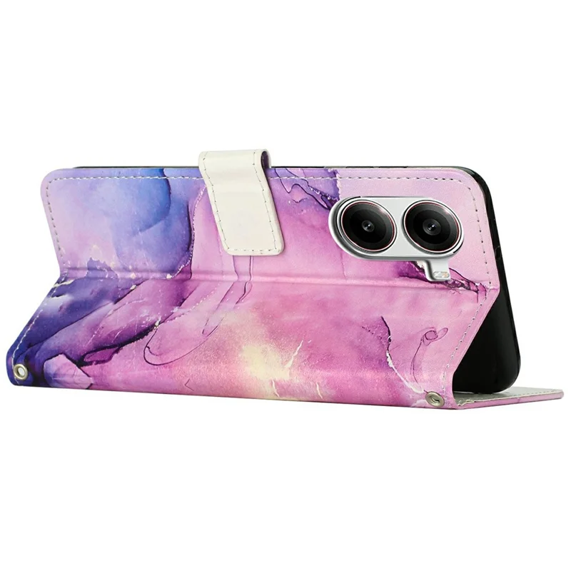 Stand Case for Xiaomi Redmi Turbo 4 5G / Poco X7 Pro 5G Marble Pattern PU Leather Wallet Phone Cover - Purple
