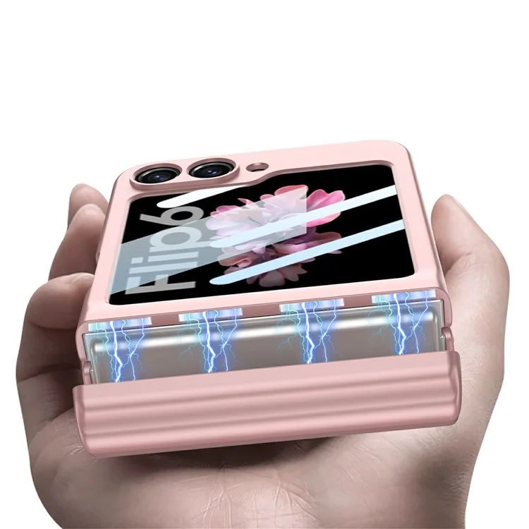 GKK 10803 Hülle für Samsung Galaxy Z Flip6 5G mit Stylus Magnetisches Scharnier Handyhülle mit integriertem Displayschutz - Rosa