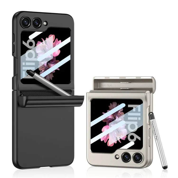 GKK 10803 Hülle für Samsung Galaxy Z Flip6 5G mit Stylus Magnetisches Scharnier Handyhülle mit integriertem Displayschutz - Rosa