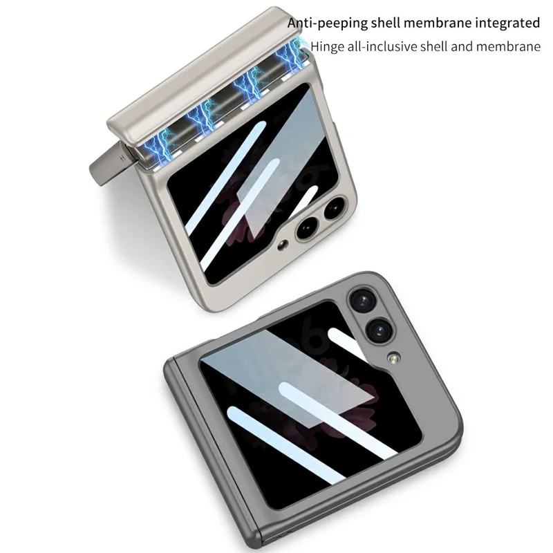GKK 10691 For Samsung Galaxy Z Flip5 5G Case with Privacy Screen Film Magnetic Hinge Protection Phone Cover - Pink