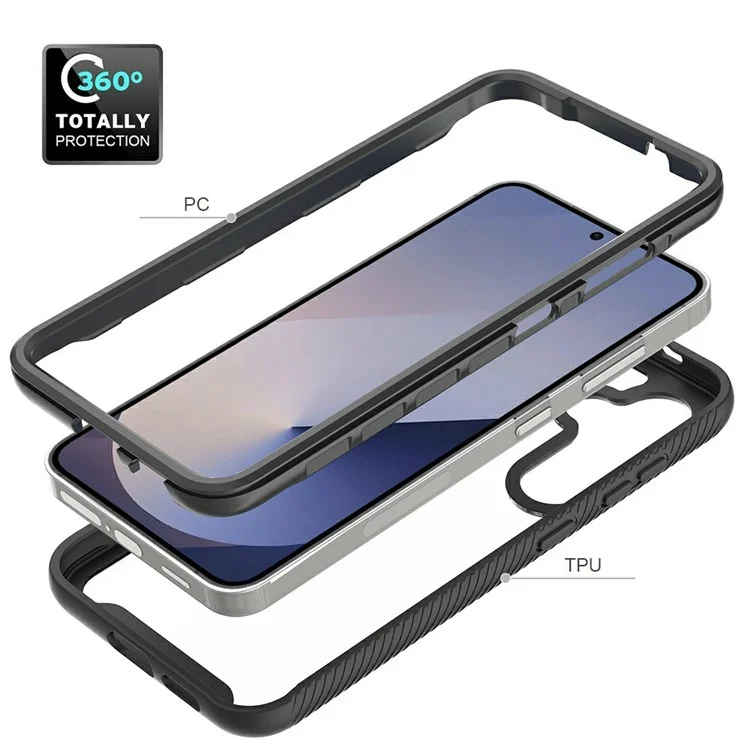 Pour Samsung Galaxy S25 Étui Magnétique PC+TPU Housse de Protection avec Film de Protection d'Écran PET Protection Intégrale - Noir